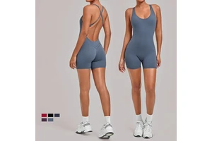 Women Backless Tight Sports Bodysuit Unitard Workout Gym Fitness Jumpsuits One Piece Yoga Jumpsuit