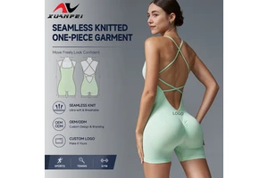 Custom Logo Women's Sport Jumpsuit Pleated Hip Tight Backless Fitness Rompers for Women