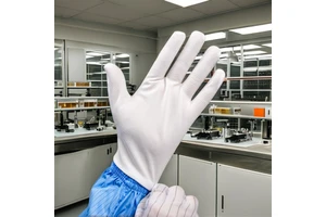 CAMCLEAN Electronic Cleanroom Safety Gloves Lint-Free Anti-Static Polyester Fiber ESD PU Thick 9 Inch