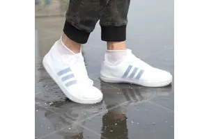 Waterproof PVC Safety Shoe Covers for Tennis Shoes Rain-Resistant Pull-On Closure Sizes S/M/L Colors Black/Yellow/Gray