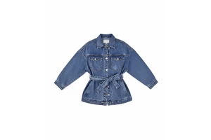 Women Oversized Denim Jacket with Belt Casual Loose Fit Long Sleeve Jean Coat Female Fashion Outwear Spring Autumn