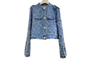 Wholesale Finished Latest Design OEM Women's Denim Jacket Autumn Outdoor Long Sleeve Breathable Eco-Friendly Cotton Comfortable