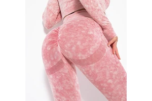 Women's Pants -Customized logo Floral Seamless Washed Yoga Pants Moisture-Wicking Peach Butt Workout Pants