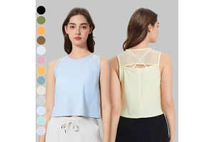 New Arrival Ladies Sports Fitness Yoga Sleeveless Breathable Running Quick Dry Mesh Yoga Top Loose Casual Yoga Wear Tank Top