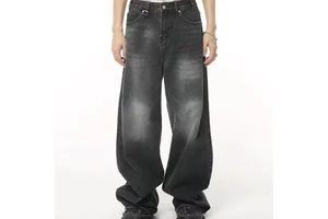 Custom New Brand Washed Casual Loose Men's Denim Straight Fit Denim Jeans 5 Pockets Jeans for Men