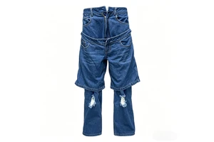 Custom Women's Double-Layer Denim Jeans Straight-leg Jeans Breathable Denim Jeans Plain Embroidery Craft