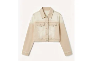 Women's Basic Fashion Short Sleeve Denim Jacket Button Decoration Solid Color Washed Techniques Casual Style for Autumn Cotton