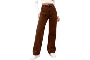 Vintage Y2K Women's Jeans Straight Denim Pants Slight Stretchy Pockets Wide Leg High Waist Loose Eco-Friendly Long Trousers