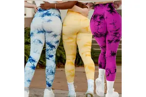 S-XL Women's Sports Tie Dye Leggings High Waist Gym Fitness Yoga Push up Leggings Ladies Seamless Hip Lifting Tights Pants
