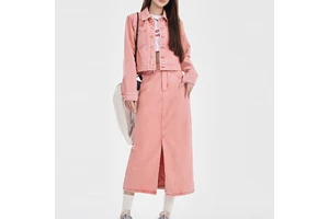 Fashion Women's Embroidery Denim Jacket A-Line Skirt Suit