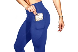 Women's High Waist Breathable Fitness Yoga Leggings Tummy Control Pants With Pockets For Running For Outdoor Sports