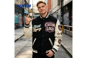 LAYENNE High Quality Varsity Jacket Men and Women Chenille Embroidery Leather Sleeves Custom Baseball Letterman Varsity Jacket