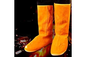 New Customized Logo Solid Color Leather Heat-Resistant Protective Welding Safety Shoe Covers for Work Wear