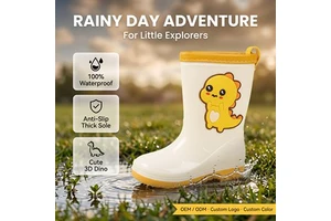 Custom PVC Removable Warm Cotton Liner Thick Kids Waterproof Rain Boots Cute Cartoon Anti Slip Sole Toddler Rain Boots Wellies