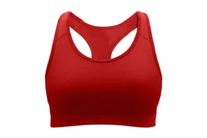 Women's Red Racerback Sports Bra Scoop Neck Medium Support Breathable Yoga Activewear Seamless Solid Color Sports Bras