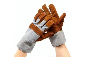 High Quality Leather Work Gloves High Visibility Customized Color Canadian Rigger Safety Gloves Wear Resistant Anti-Slip 10 Inch