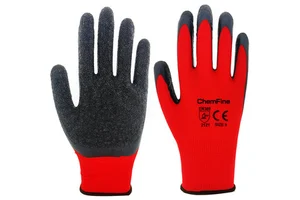 Guantes Wholesale Anti-slip Anti-Vibration Coated Latex Glove Men's Crinkle Latex Coated Safety Working Gloves