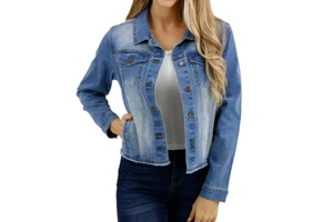 High Quality 100% Cotton Women Denim Jacket Solid Color Regular Length Long Sleeve Waterproof Breathable Latest Design Casual