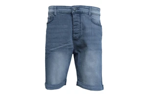 Men's Straight Leg Denim Shorts Mid Waist Regular Fit Stonewashed Cotton Casual Summer Style Solid Color Pockets