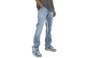 Custom Plus Size Vintage Flare Distressed Patchwork Denim Jeans