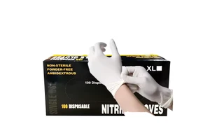 High Quality Disposable Nitrile Gloves White Exam Waterproof Anti-Slip Anti-Cut Touch Screen Textured Fingers Powder-Free Safety
