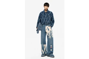 Geometric Pattern Wholesale Women Suit Women's Denim Jacket Jean Suit