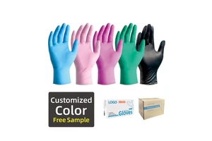 ANBOSON Custom Manufacture Wholesale Safety Protective Powder Free Blue Black Disposable Nitrile Gloves