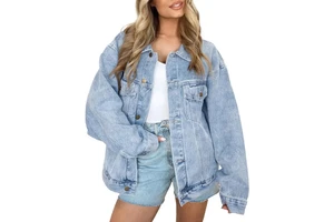 Women's Long Sleeved Loose Denim Jacket Denim Button Fashion Jacket