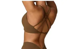 Women Front Twist Gym Wear Soft Nude Feeling Strappy Cross Back Sports Bra High Strength Fitness Workout Yoga Tops