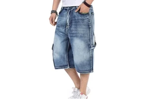 Men's Denim Shorts Summer Knitted Zippers 2025 Straight Cargo Pockets Streetwear Embroidery High Quality Factory Made Casual