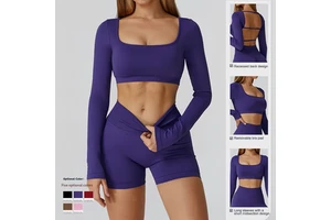 Factory Direct Sales Backless Yoga Long-sleeved Shirt Skin-friendly Comfortable Yoga Top