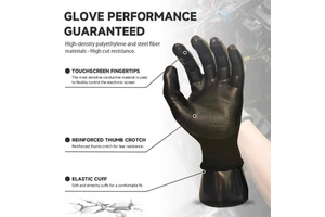 Breathable Nitrile Foam Black Nitrile Dipped Work Safety Gloves With Touchscreen For Long-Shift Labor Duty