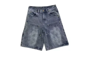 Men's Casual Breathable Straight Denim Shorts Customizable Streetwear Outdoor Summer Fashion Denim Shorts