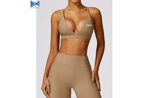 XINXU Fashion Yoga Top Gym Fitness Solid Sexy Back Ribbed Jogging Women Sports Soft Bra