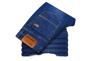 Men's Smart Casual Plus Size Solid Knitted Softener Mid Waist Breathable Windproof Eco-Friendly Washed Quick Dry Jeans