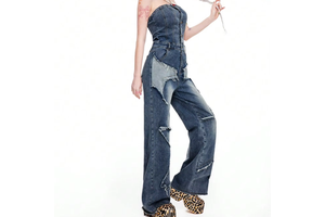 Newest Hot Sale Women Jeans Wide Leg Casual Denim Jean Sexy Overalls Trouser Jumpsuit
