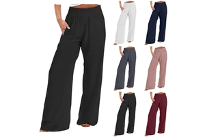 Women's High Waist Loose Casual Pants for Spring and Summer Solid Color Breathable Washed Technique Nonwoven Weaving Method
