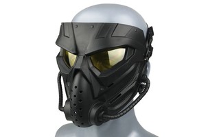 Black Full Face Protective Mask with Yellow Lens for Outdoor Activity Protection and Cosplay Use Factory Custom