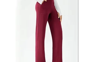 Custom Women's Wide Leg Yoga Pants Casual Work Dress Pants Lounge Sweatpants High Waist Comfy Loose Trousers with Pockets