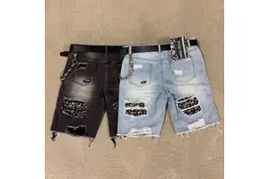 High Quality Jeans Shorts Men's Summer Denim Shorts Men's Casual American Street Loose Straight Distressed Denim Shorts for Men