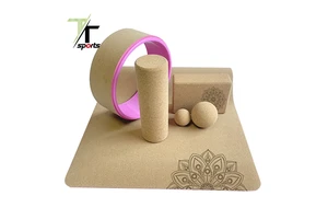TTSPORTS Yoga Accessories Set Cork Yoga Set Natural Cork Yoga Set Starter Kit
