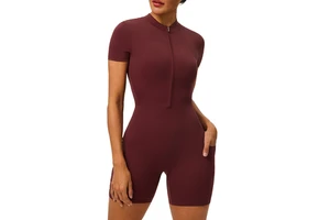 Custom Breathable Quick Dry Nylon Spandex Women's Sports Jumpsuit Deportivo Bodysuit with Stand Neckline