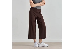 New High-Waist Yoga Pants Loose Draped Wide Leg Mid-Length Solid Pattern Custom Logo Nude Feel Outdoor Running Sports Wholesale