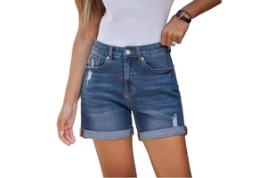 High Waist Jean Shorts for Women Summer Fashion Zipper Denim Breathable Skinny Streetwear Casual Vintage Button Blue
