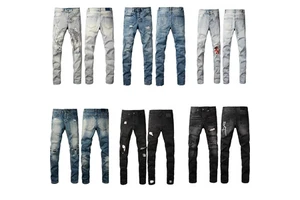 Men's American High Quality Cotton Straight Casual Wash Mid Waist Wash Denim Hombre Mujers Jeans Pantalon Bottom Trouser Pants
