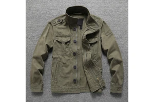 Factory Custom Vintage Denim Waterproof Zipper Safari Winter Jacket Outdoor Motorcycle Riding Stand Collar Pattern Decoration