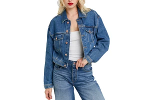 Versatile Casual Women's Denim Jacket Button Detail Light Wash Finish Pairing Jeans Dresses Skirts Spring Autumn Winter 100%