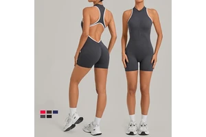 Jumpsuit One Piece Set Spring High-intensity Exercise Bodysuit With Zipper Gym Fitness Sets