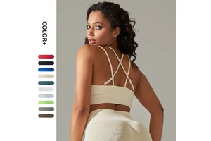 Good Support Cross Back Sports Strappy Back Bra Women High Impact Ladies Sports Bra Fitness Running Yoga Tank Top