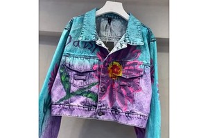 Hot Selling Female Denim Jacket for Spring Vintage Y2K Style Hand-Painted Graffiti Fashionable Loose Fit New Female Personality